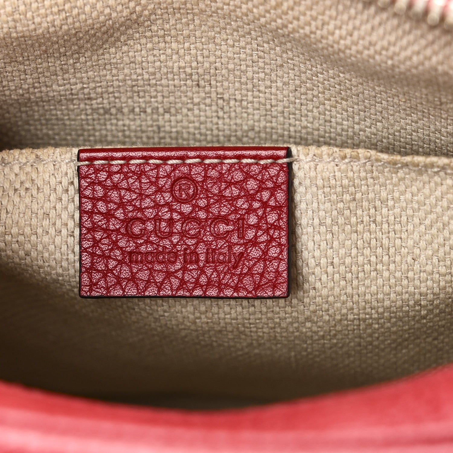 Gucci Pebbled Calfskin Small Soho Disco Bag Tabasco Red