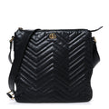 Gucci Calfskin Matelasse GG Marmont Flat Messenger Bag Black