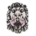 Gucci Metal Crystal Lion Head Ring 53 6.25 Pink Silver