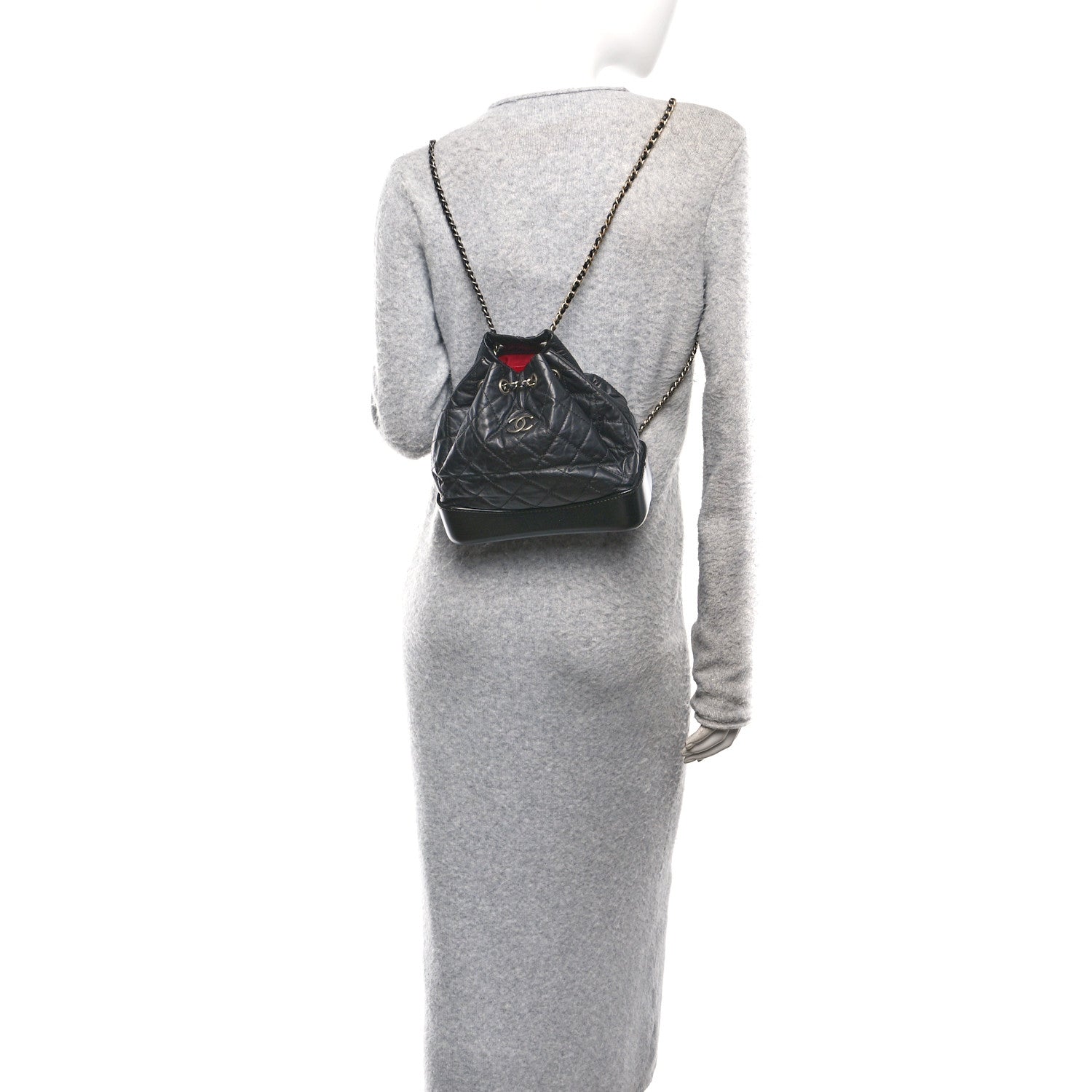 Chanel Aged Calfskin Quilted Small Gabrielle Backpack Black