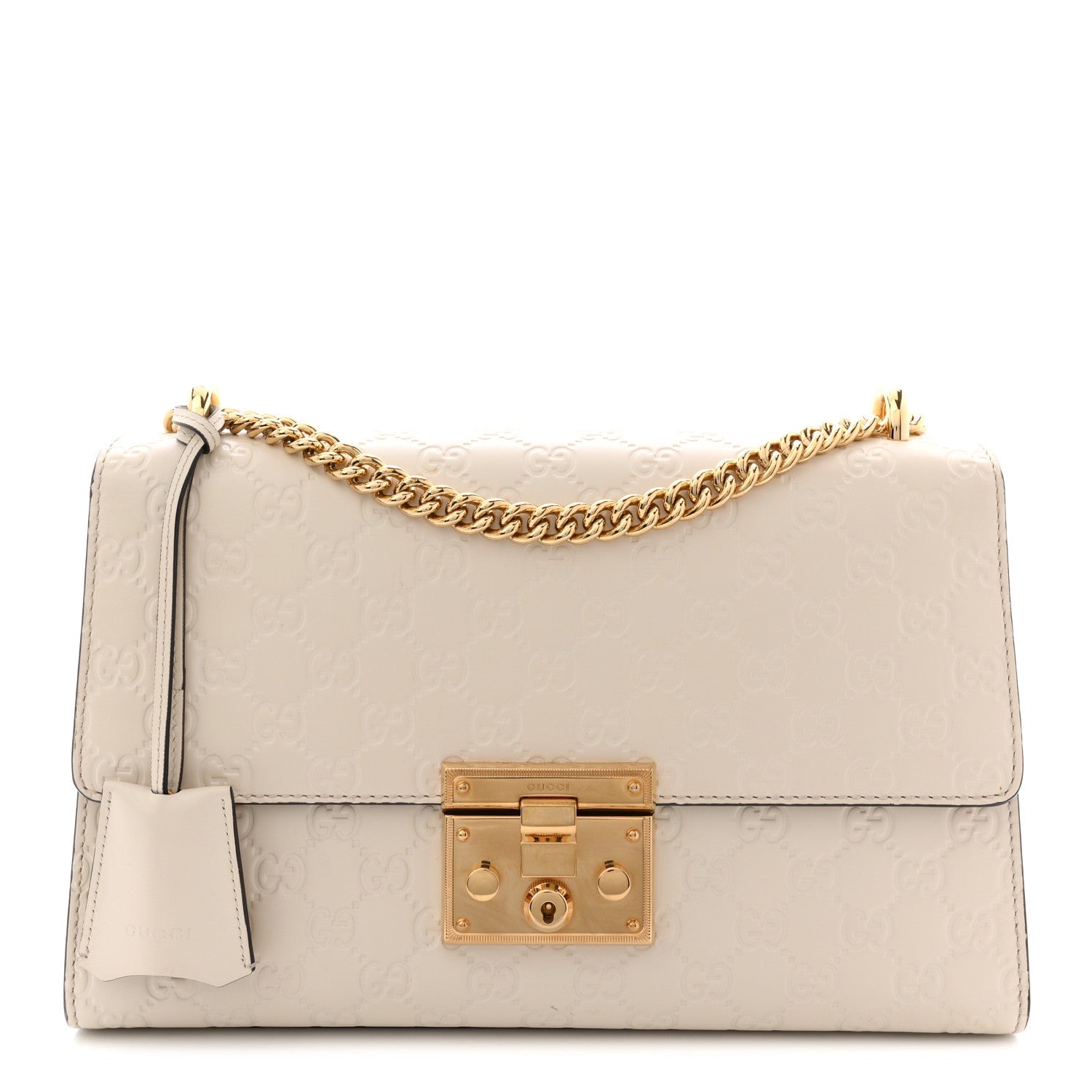 Gucci Guccissima Medium Padlock Shoulder Bag Mystic White