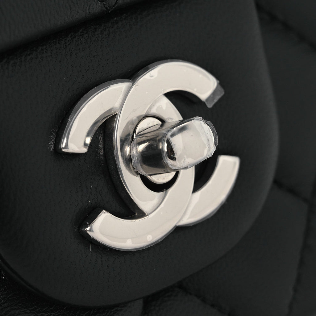 Chanel Lambskin Quilted Mini Rectangular Flap Black