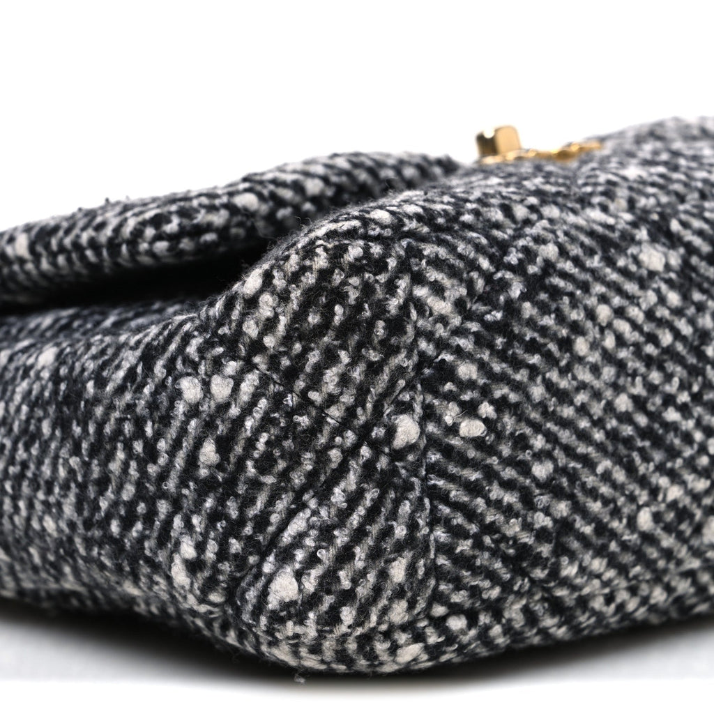 Chanel Tweed Quilted Medium Chanel 19 Flap Grey