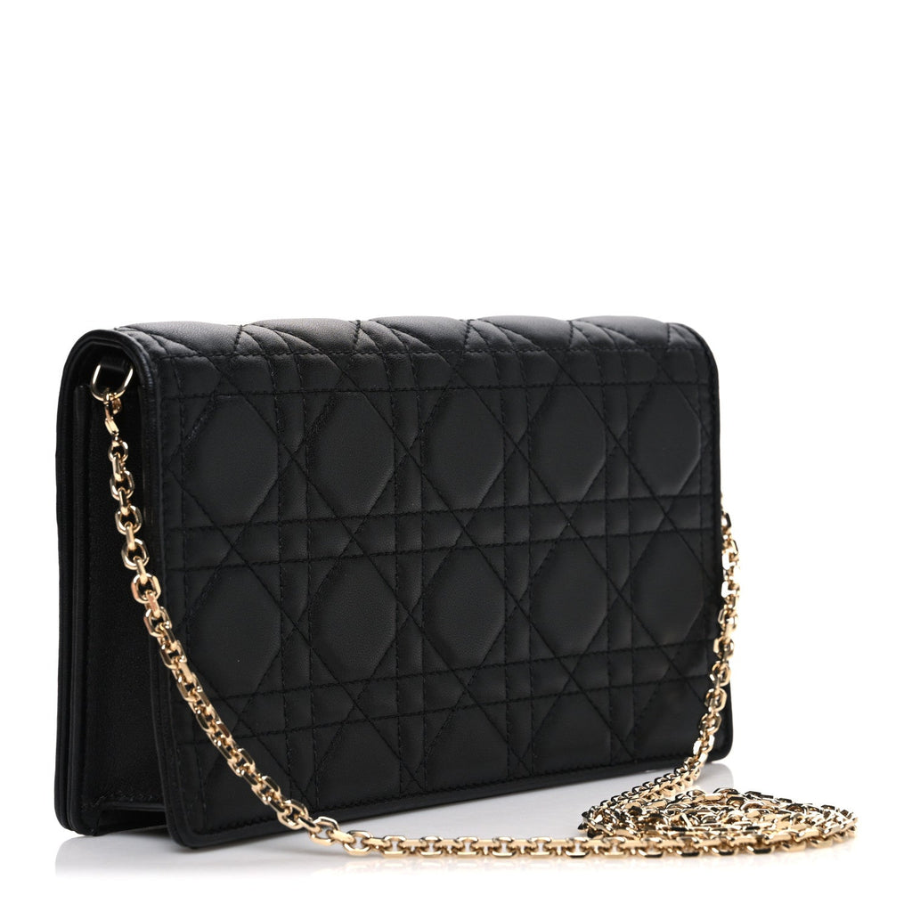 Christian Dior Lambskin Cannage Lady Dior Pouch Black