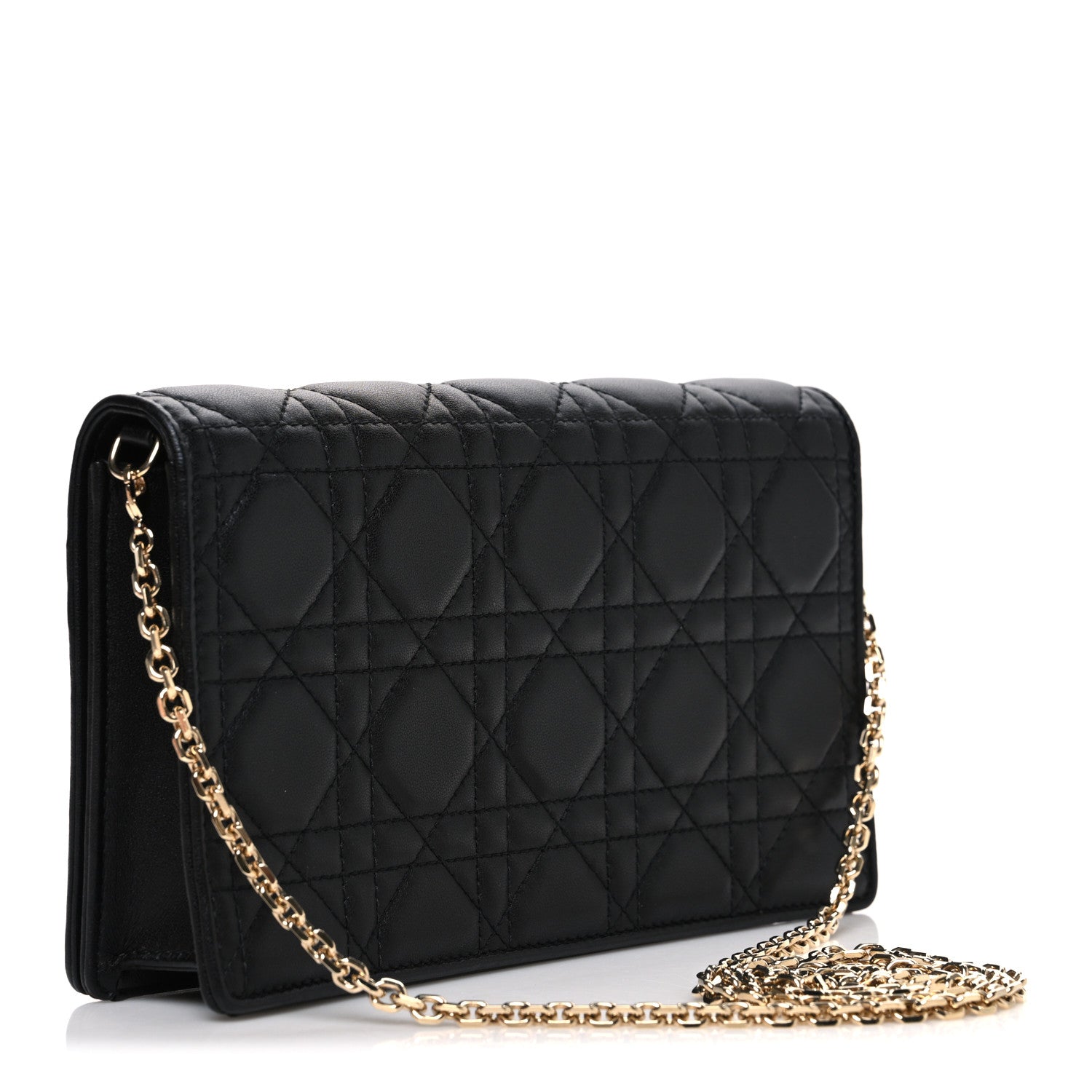 Christian Dior Lambskin Cannage Lady Dior Pouch Black