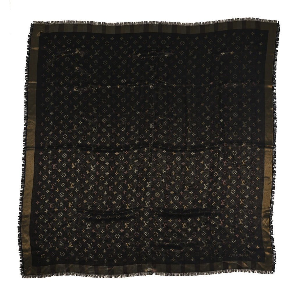 Louis Vuitton Silk Lurex Wool So Shine Monogram Shawl Black
