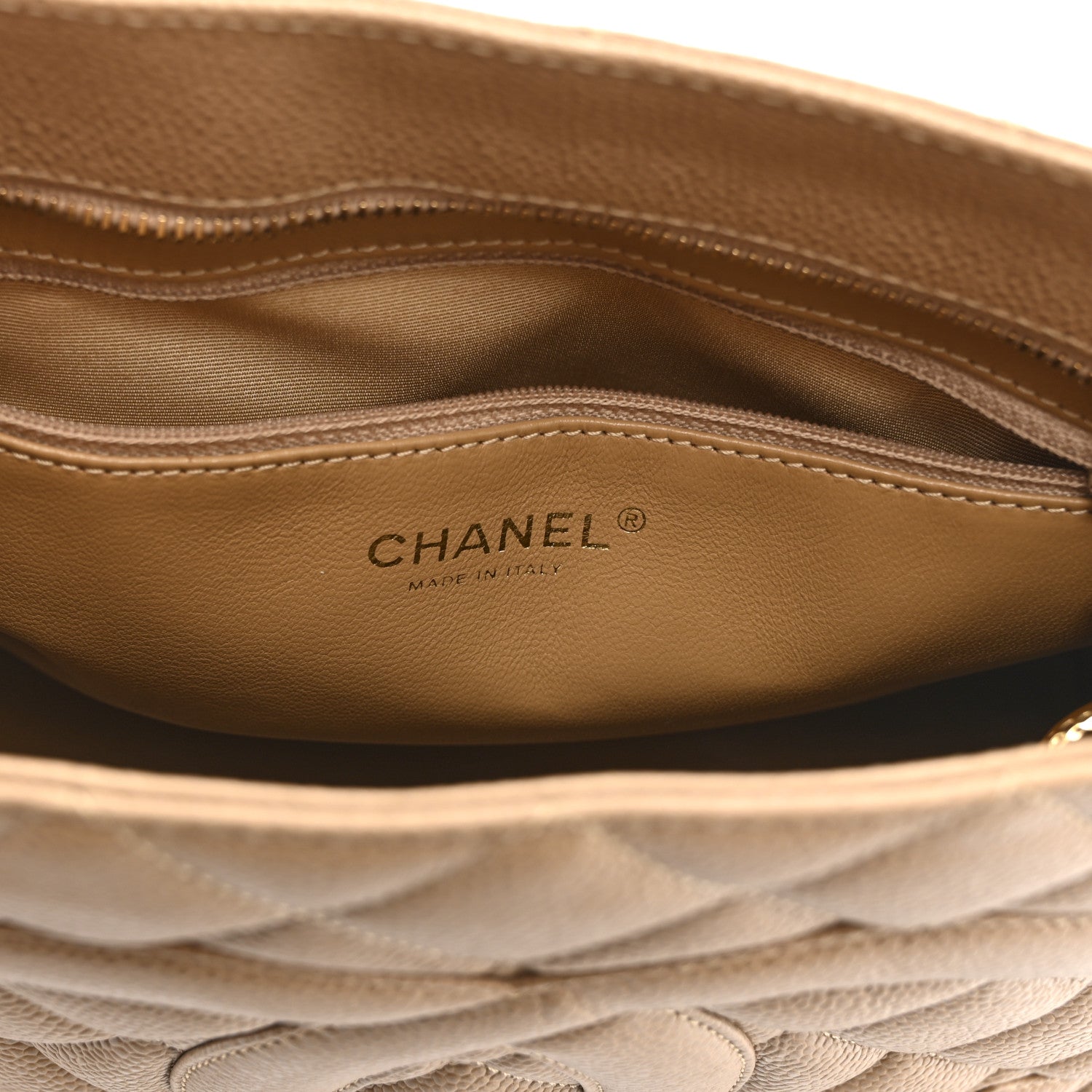 Chanel Caviar Quilted Medallion Tote Beige