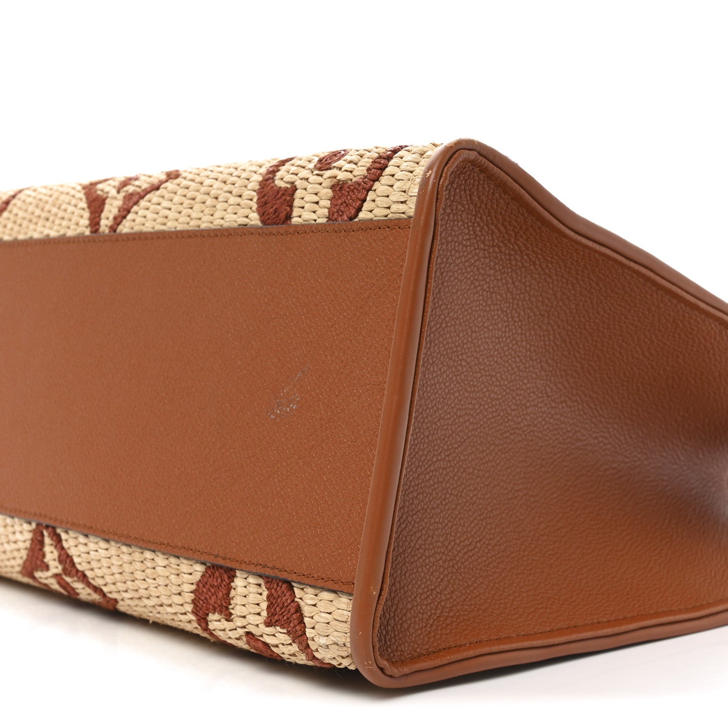 Louis Vuitton Raffia Calfskin Monogram Giant Onthego MM Tan