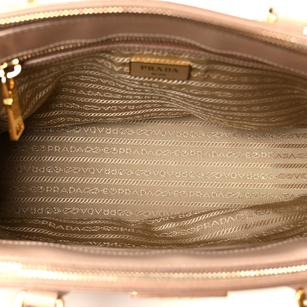 Prada Saffiano Small Galleria Double Zip Tote Cammeo