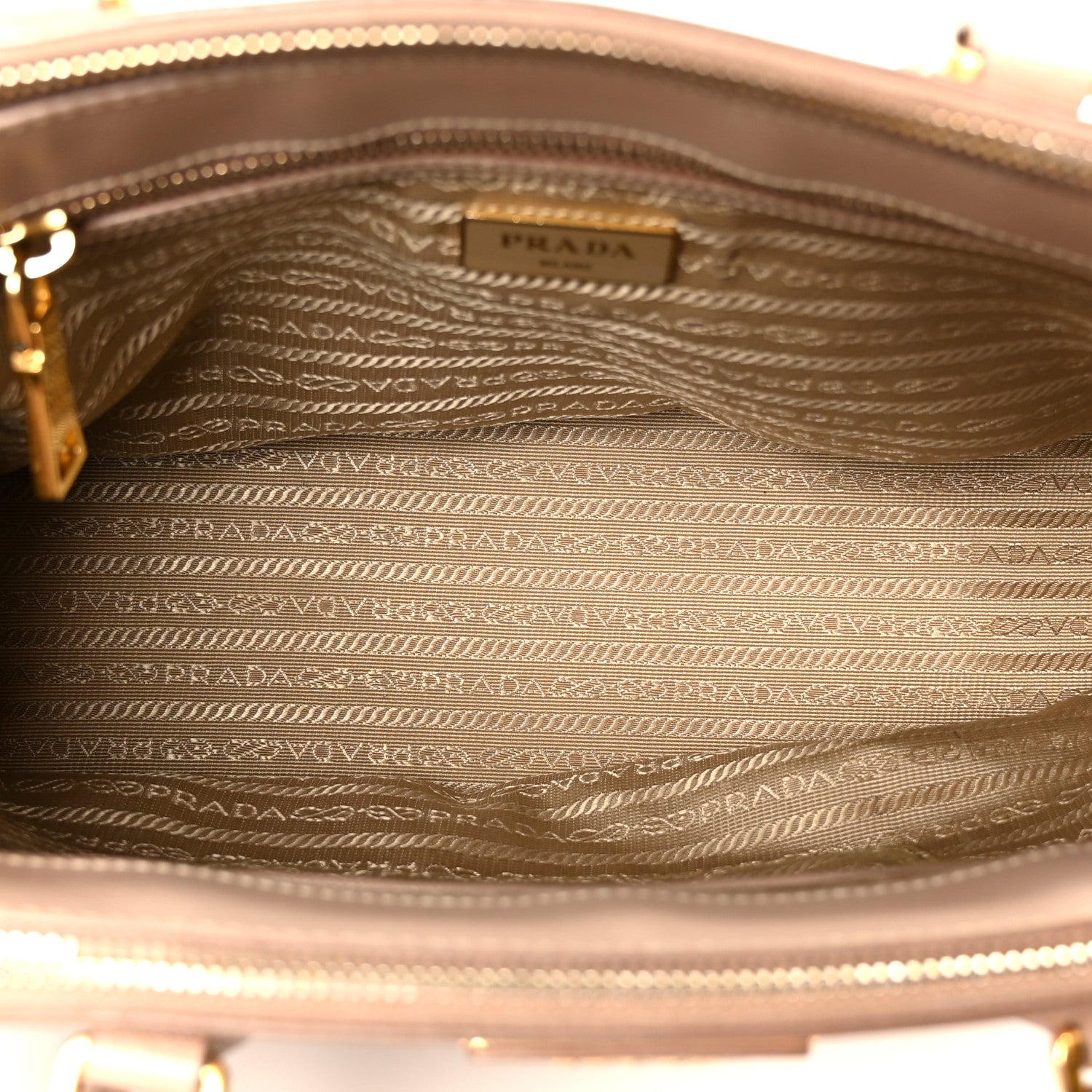 Prada Saffiano Small Galleria Double Zip Tote Cammeo