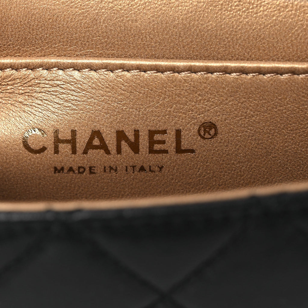 Chanel Goatskin Quilted Chic Pearls Flap Black