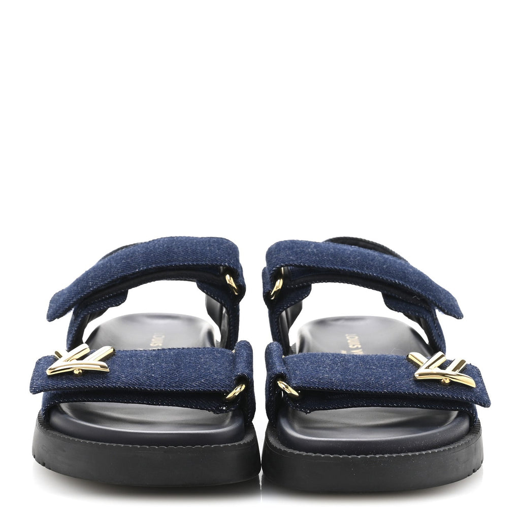 Louis Vuitton Denim Sunset Comfort Flat Sandals 37.5 Blue