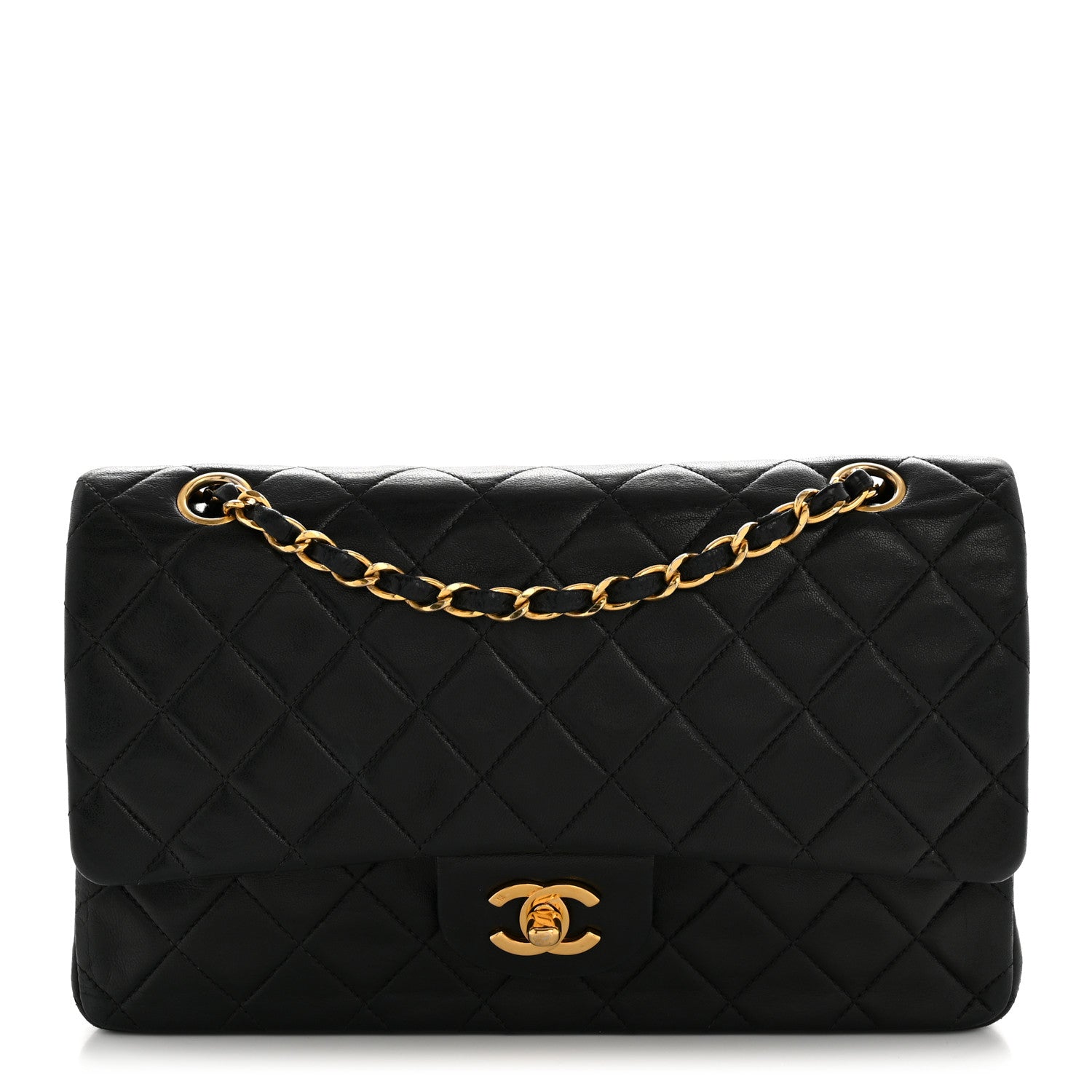 Chanel Lambskin Quilted Medium Double Flap Black