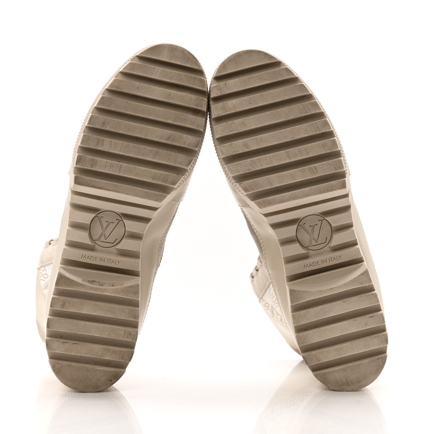 Louis Vuitton Suede Calfskin Jacquard Since 1854 Laureate Platform Desert Boots 37.5 Beige