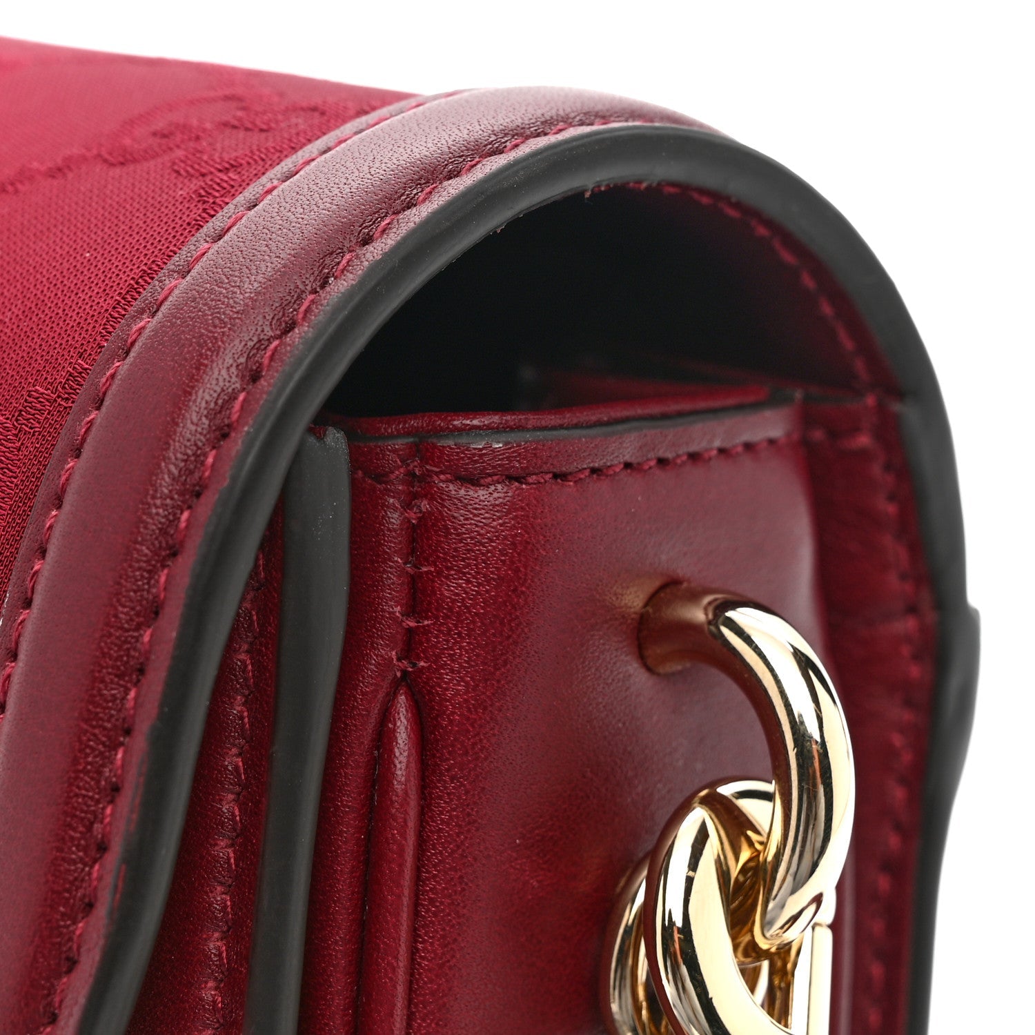 Gucci Crepe Wool Silk GG Monogram Go Small Shoulder Bag Rosso Ancora