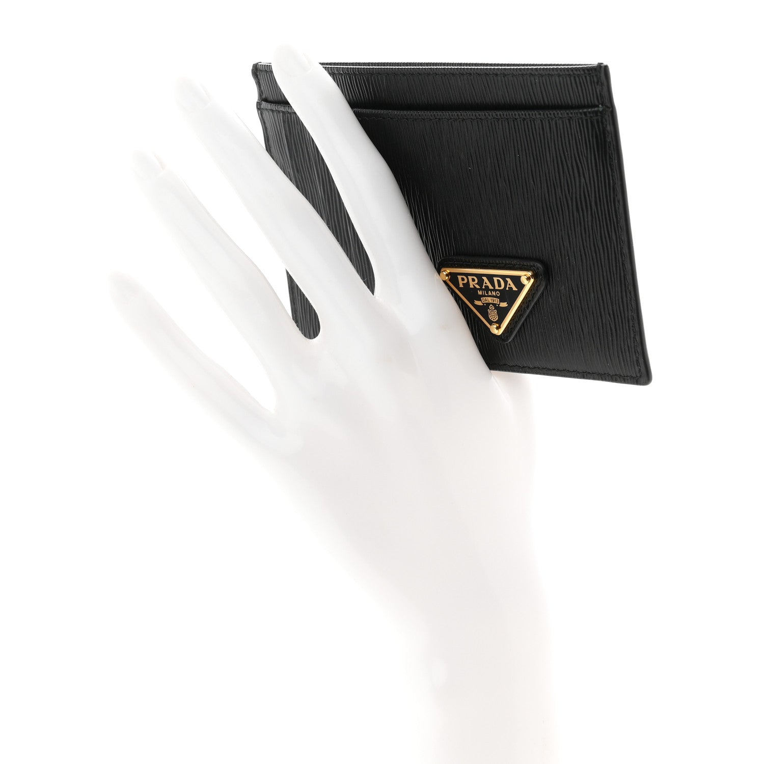 Prada Vitello Move Triangle Logo Card Case Black