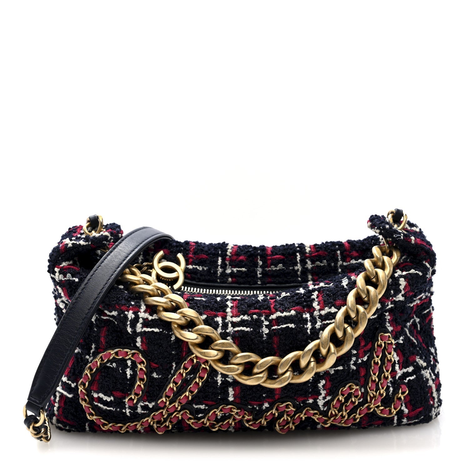 Chanel Tweed Calfskin Signe Hobo Navy Multicolor
