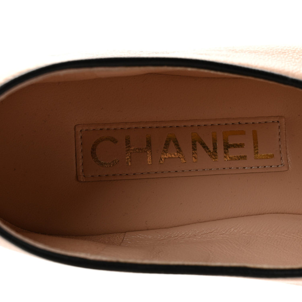 Lambskin Bow Mary Jane Flats 37 Beige Black