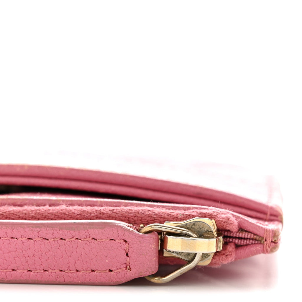 Chanel Sheepskin Quilted Mademoiselle Vintage Zip Pouch Pink