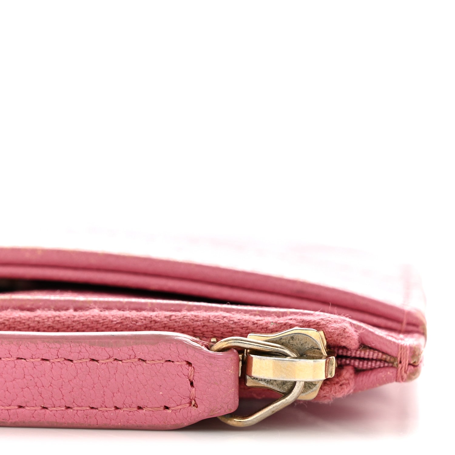 Chanel Sheepskin Quilted Mademoiselle Vintage Zip Pouch Pink