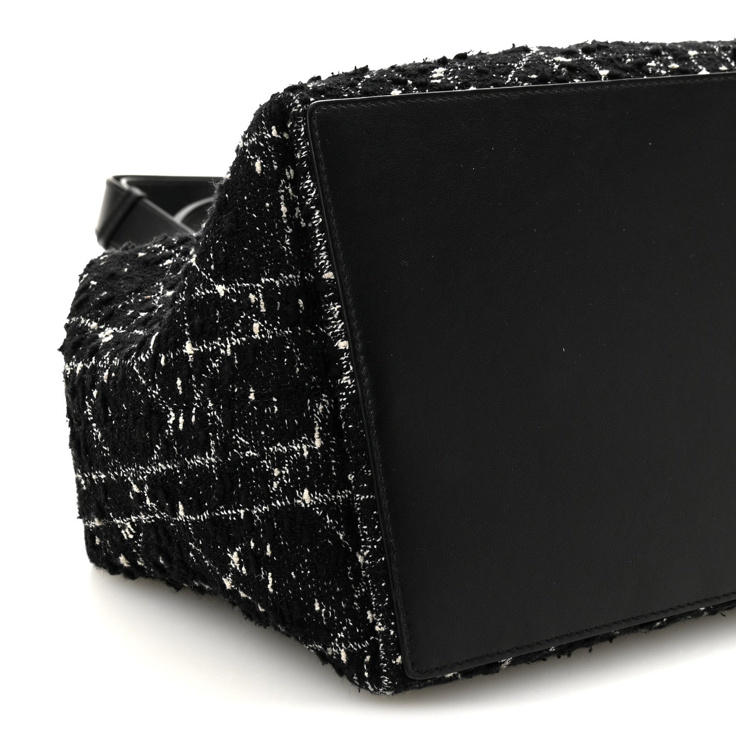 Christian Dior Calfskin Tweed Cannage Medium Toujours Black White