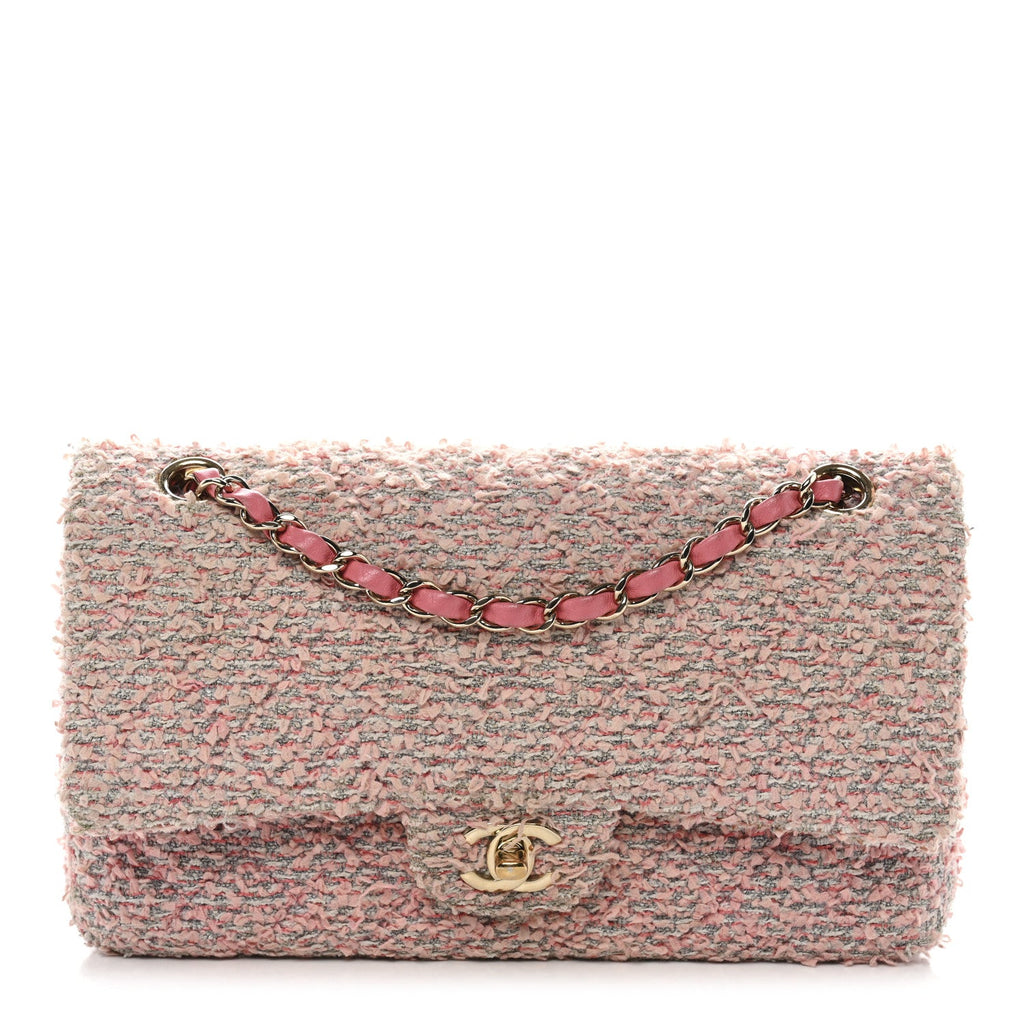 Chanel Tweed Medium Double Flap Pink