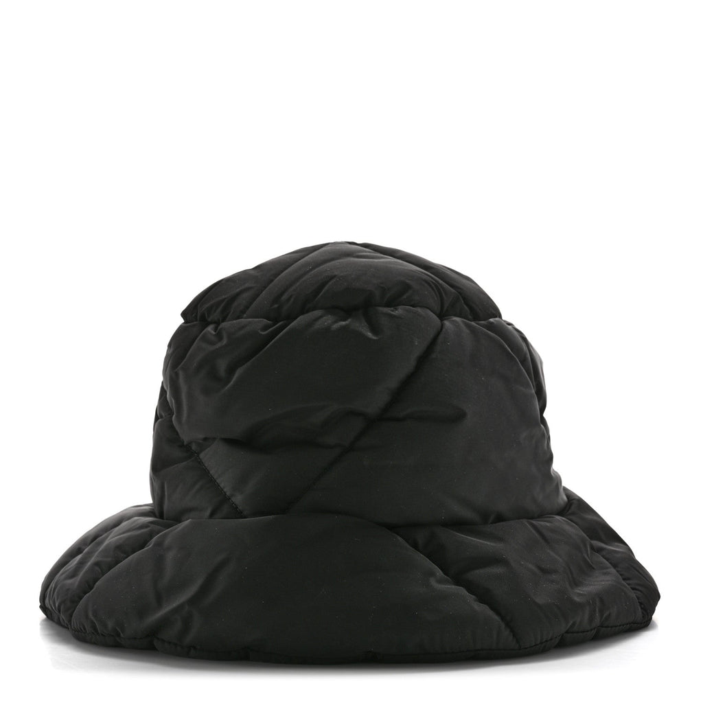 Prada Nylon Triangle Quilted Padded Bucket Hat M Black