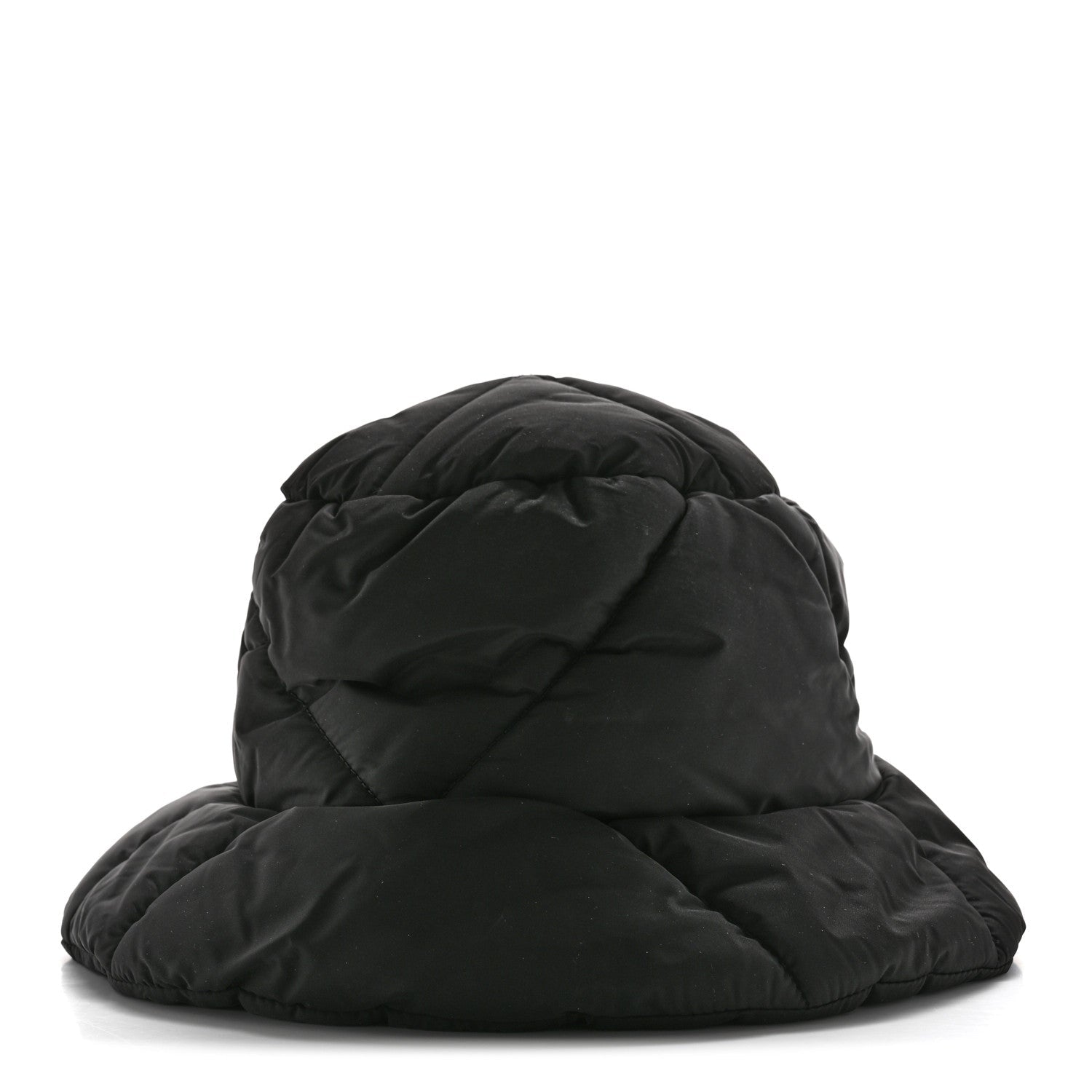 Prada Nylon Triangle Quilted Padded Bucket Hat M Black