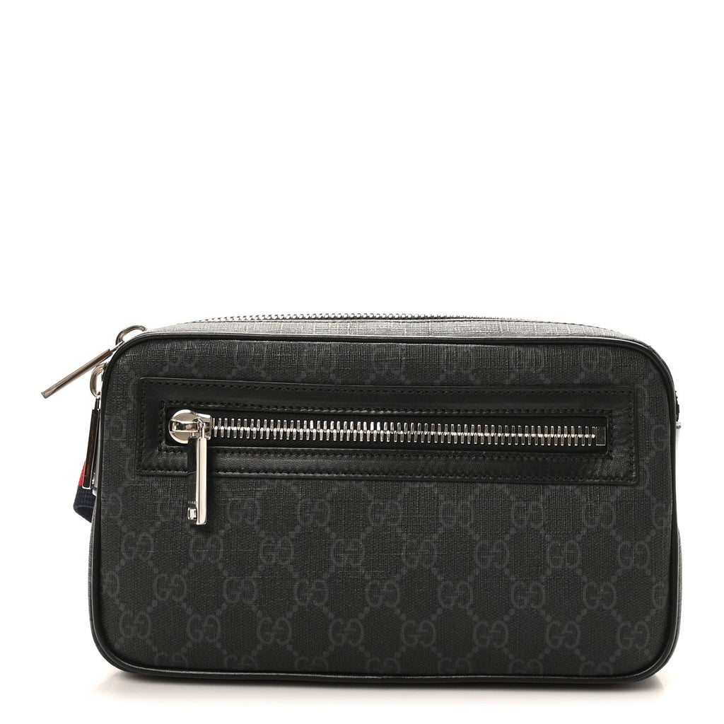 Gucci Soft GG Supreme Monogram Web Belt Bag Black Grey