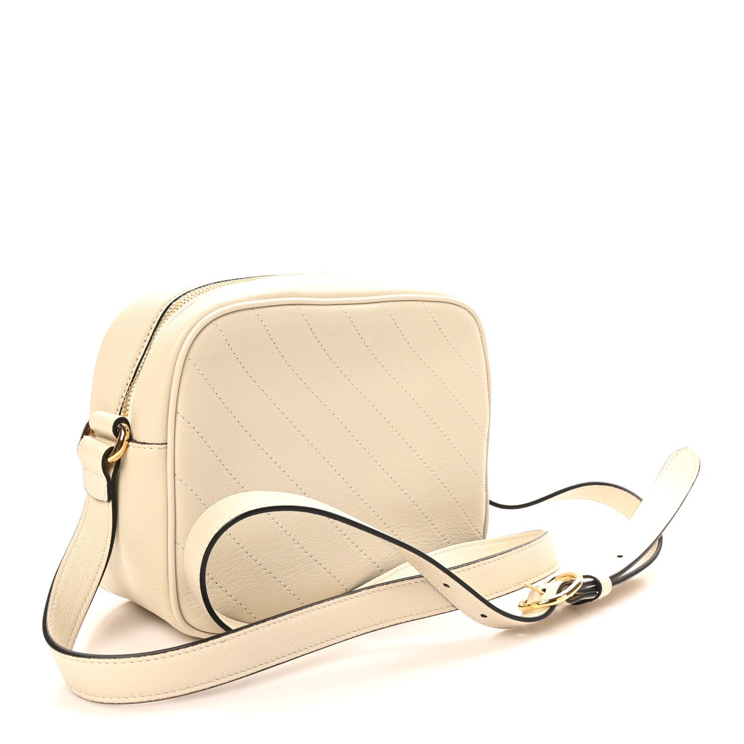 Gucci Sakai Be Green Calfskin Diagonal Stitched Small Blondie Shoulder Bag Mystic White