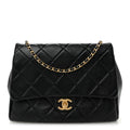 Chanel Lambskin Quilted Side Flap Black