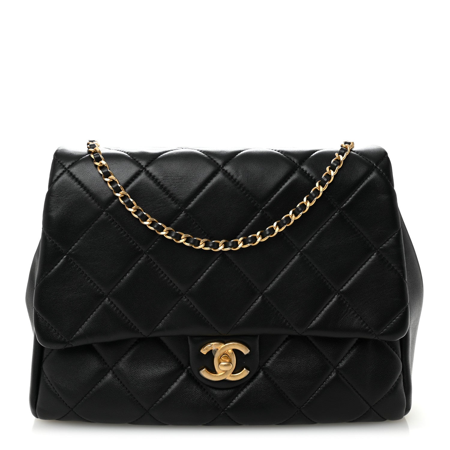 Chanel Lambskin Quilted Side Flap Black