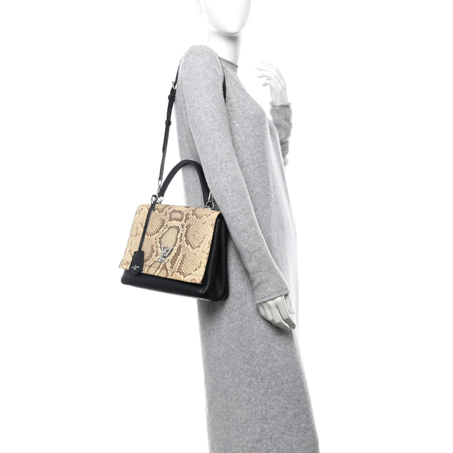 Louis Vuitton Snakeskin Lockme II Top Handle Black