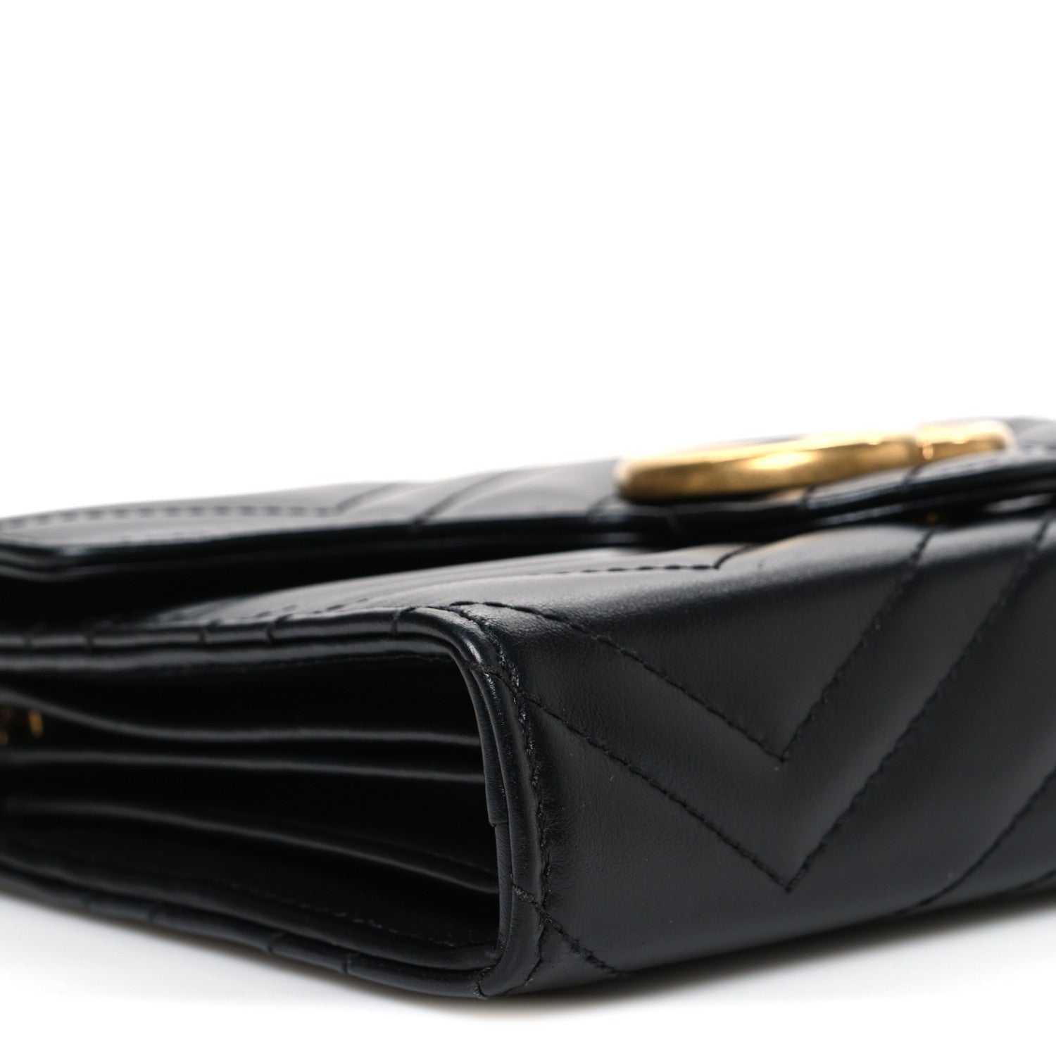 Gucci Calfskin Matelasse GG Marmont Chain Wallet Black