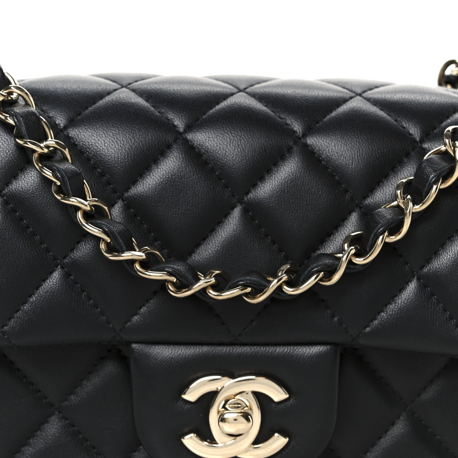 Chanel Lambskin Quilted Mini Rectangular Flap Black