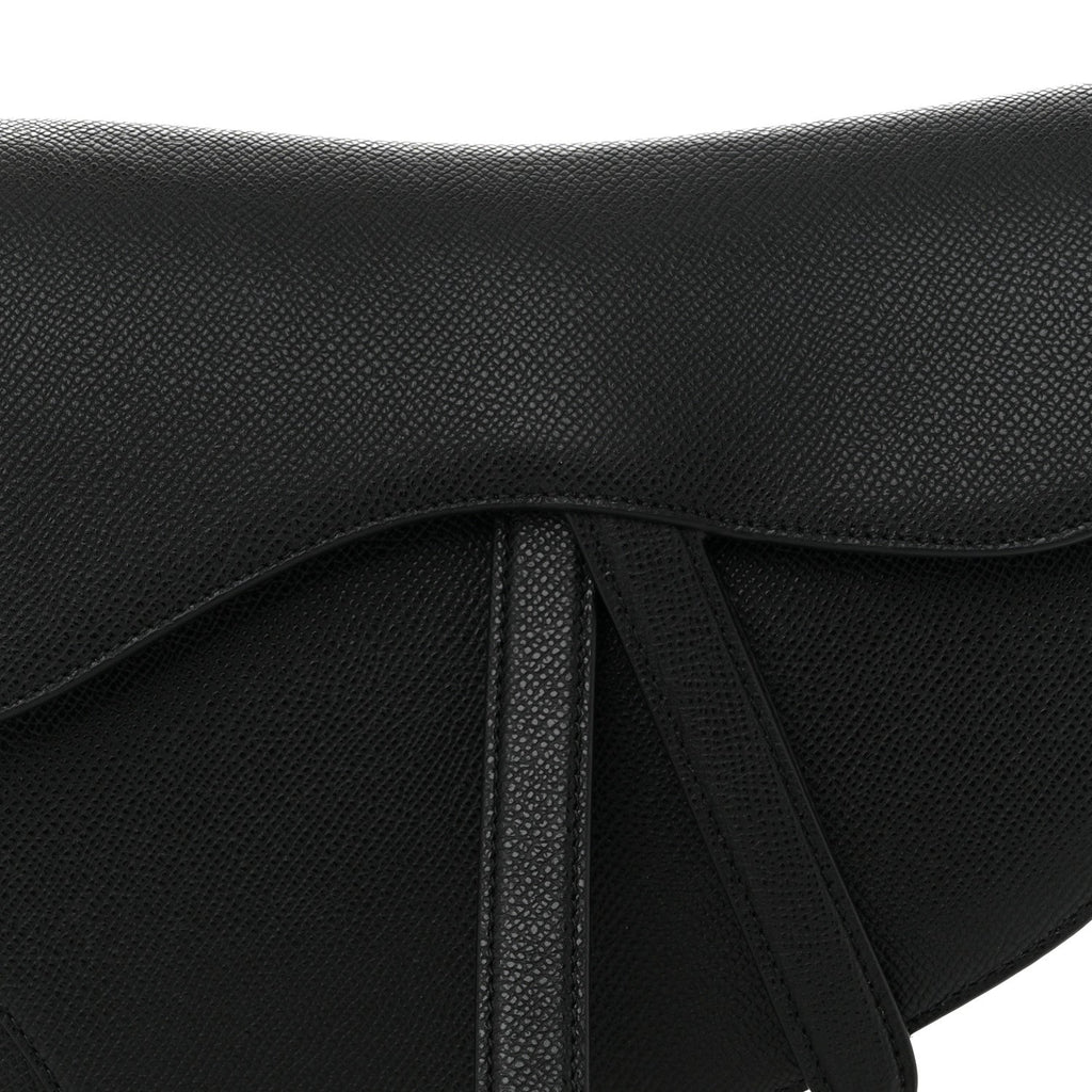 Christian Dior Grained Calfskin Saddle Bag Black