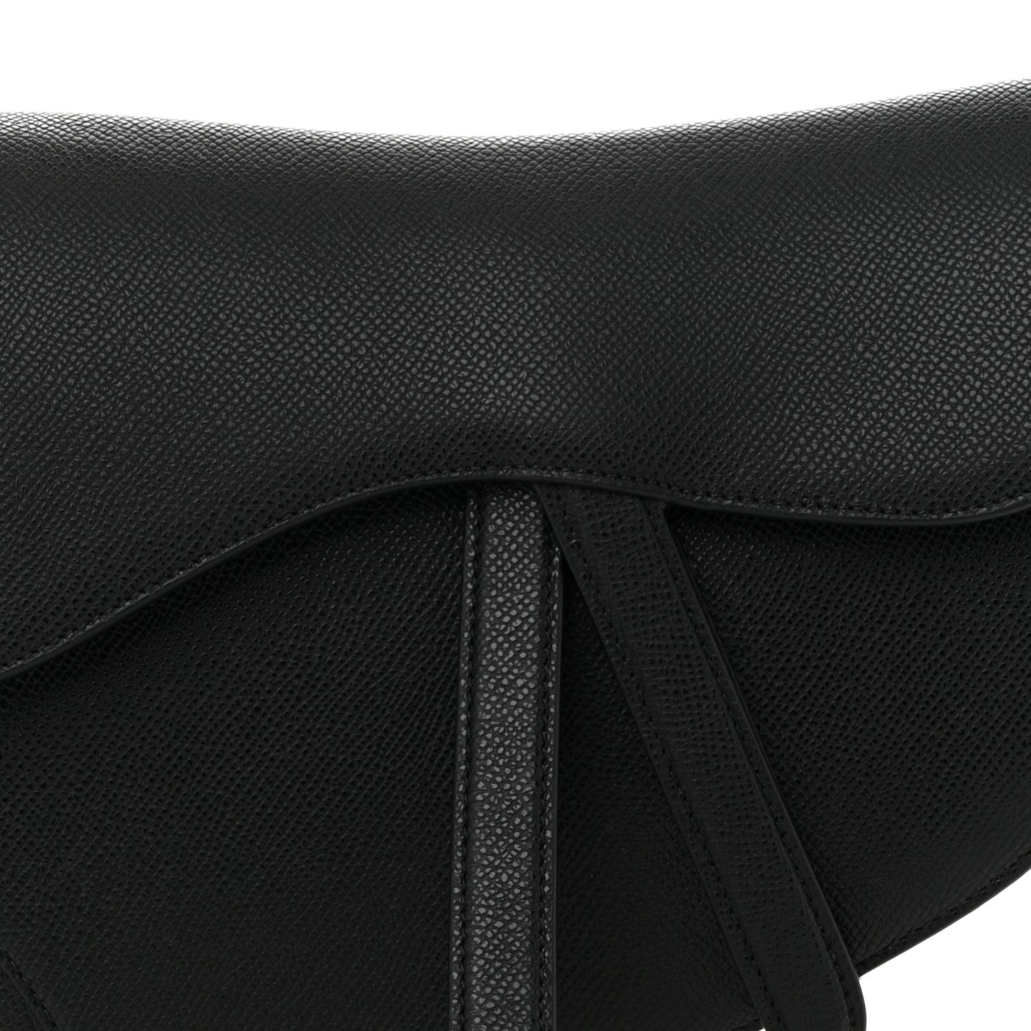 Christian Dior Grained Calfskin Saddle Bag Black