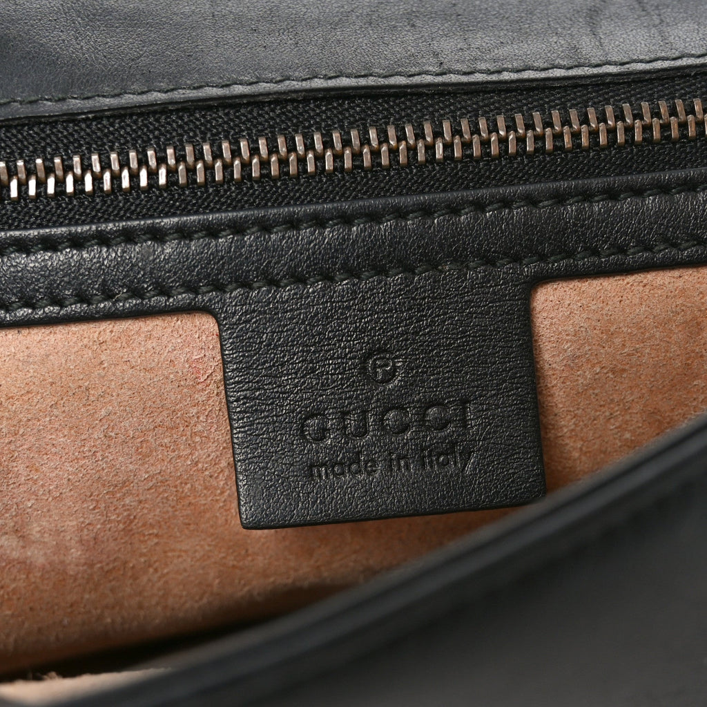 Gucci Calfskin Matelasse Small GG Marmont Shoulder Bag Black