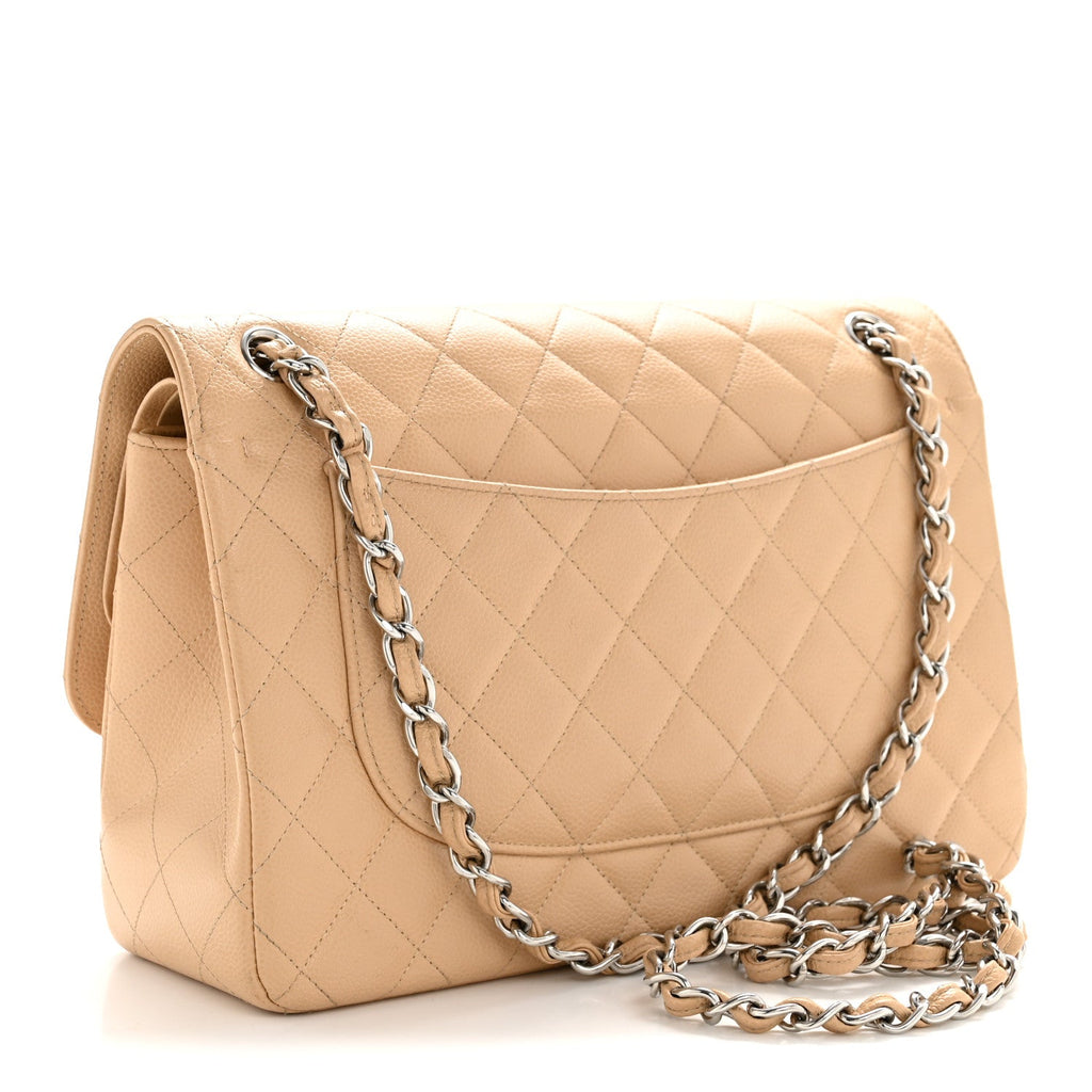 Chanel Caviar Quilted Jumbo Double Flap Beige Clair