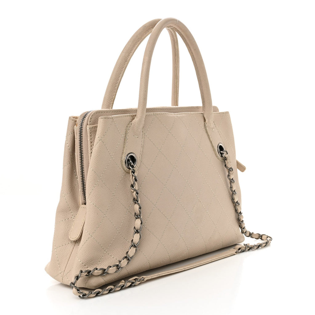 Chanel Grained Vegetal Calfskin Small Urban Shopping Tote Beige