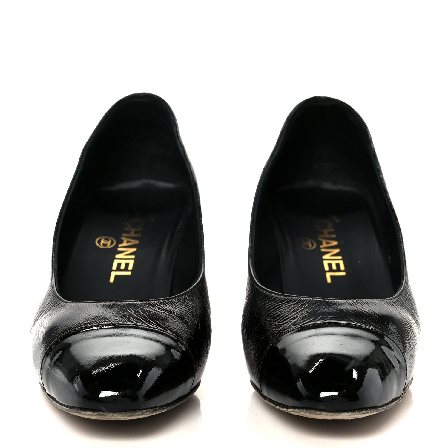 Patent Calfskin Cap Toe Mary Janes 36.5 Black