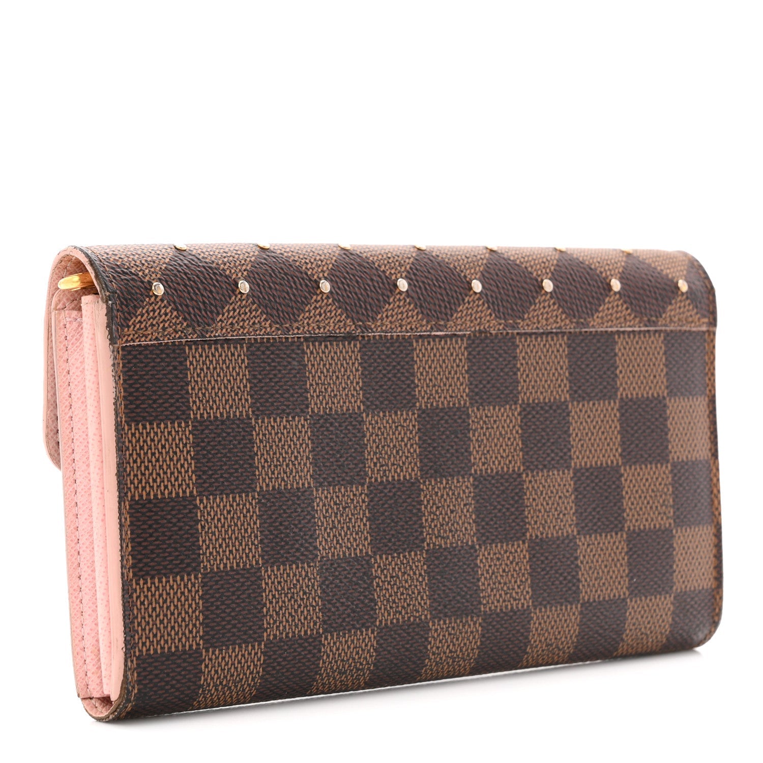Louis Vuitton Damier Ebene Studded Sarah Wallet NM Rose Ballerine