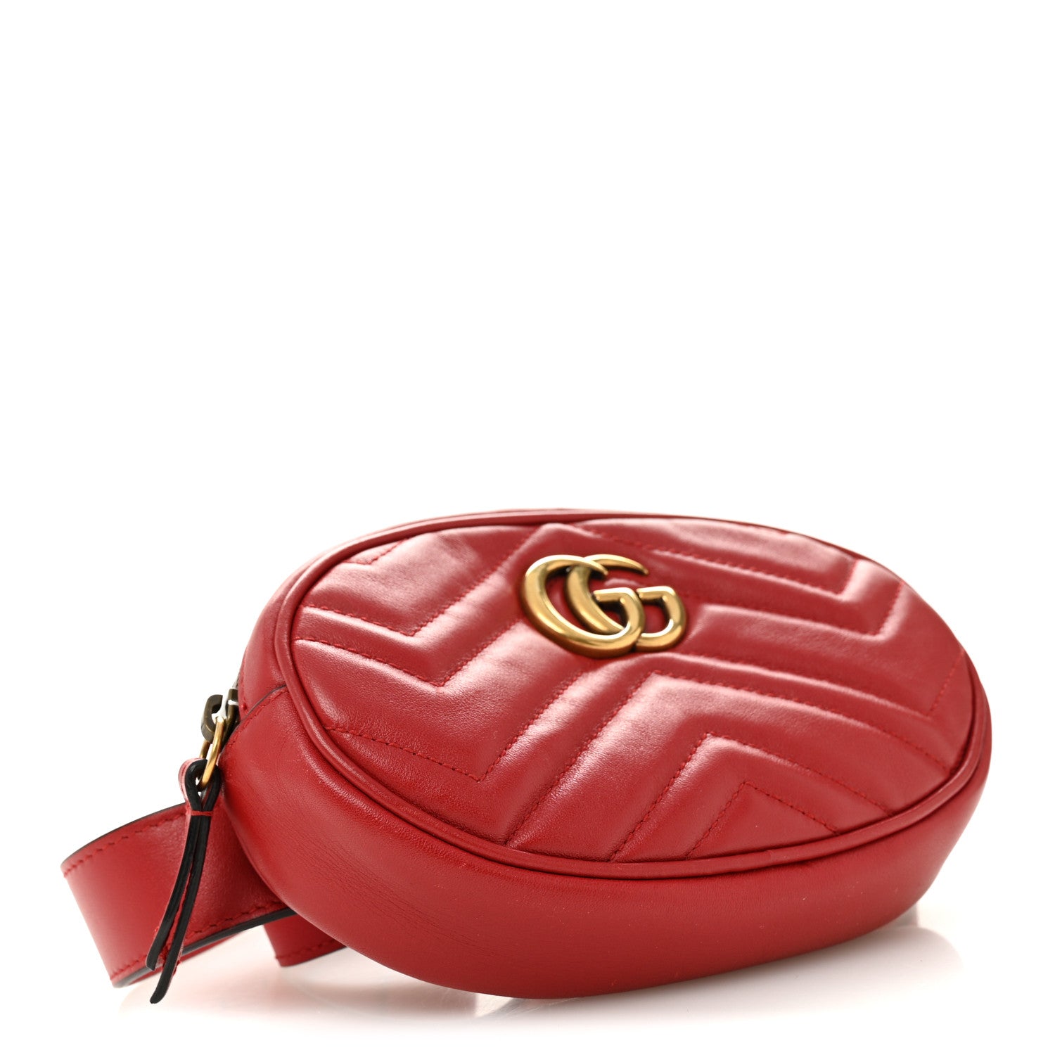 Gucci Calfskin Matelasse GG Marmont Belt Bag 85 34 Hibiscus Red
