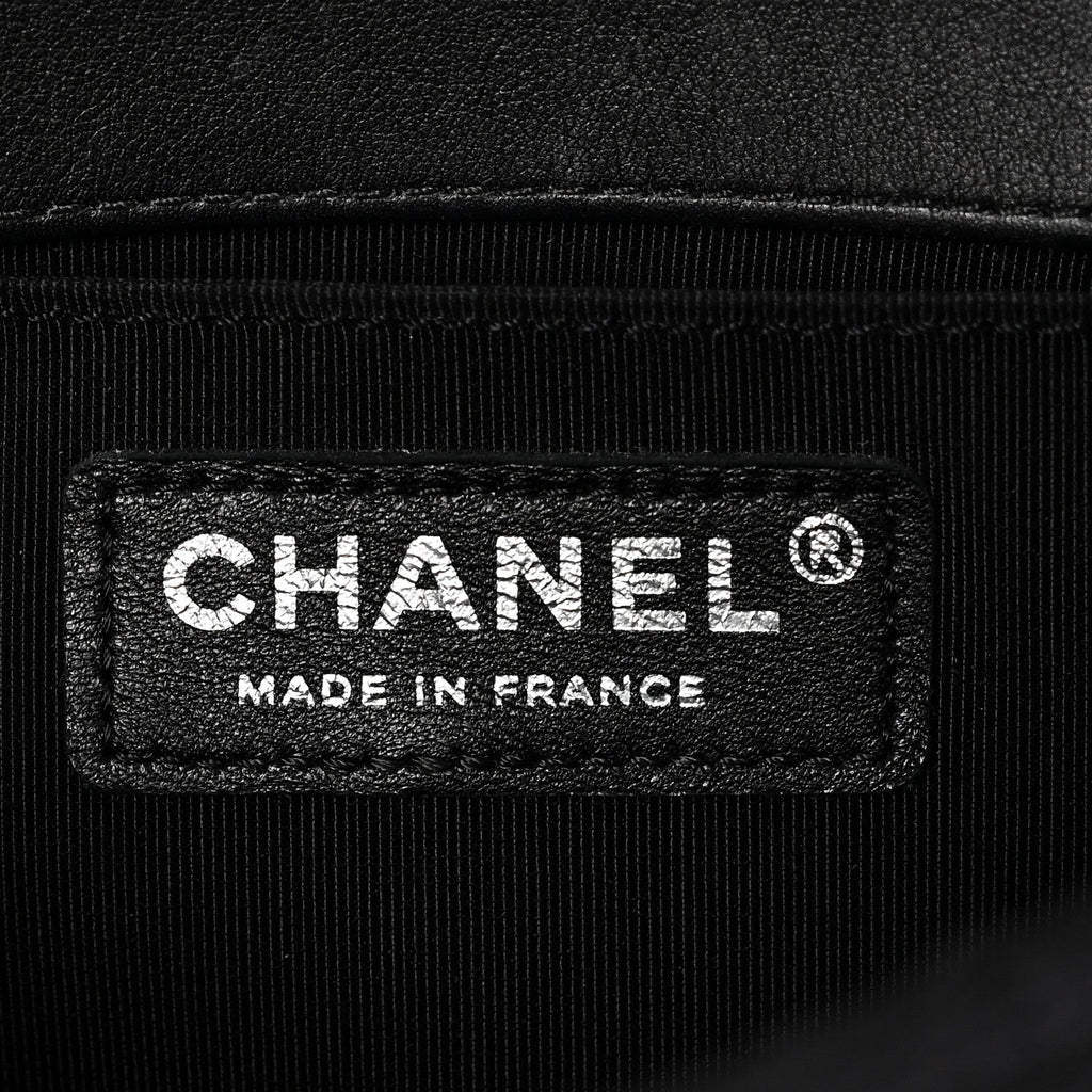 Chanel Wool Felt Embellished Small Boy Flap Black