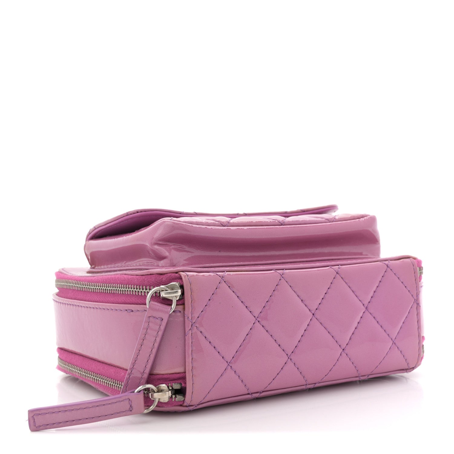 Chanel Patent Quilted Small Pocket Box Camera Case Purple