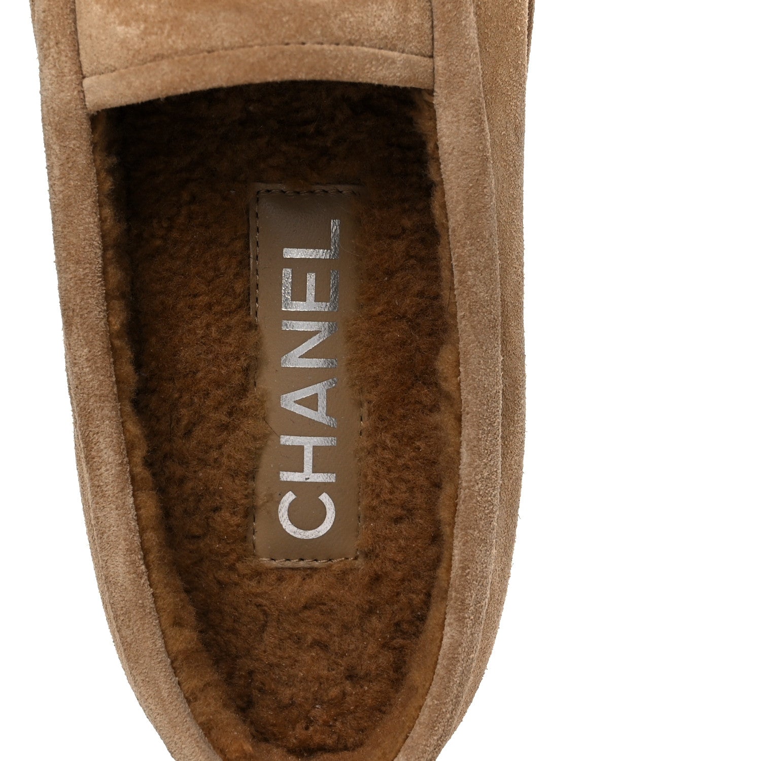 Chanel Suede Calfskin CC Loafers 36 Dark Beige