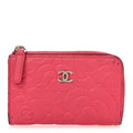 Caviar Camellia Embossed Key Holder Case Pink