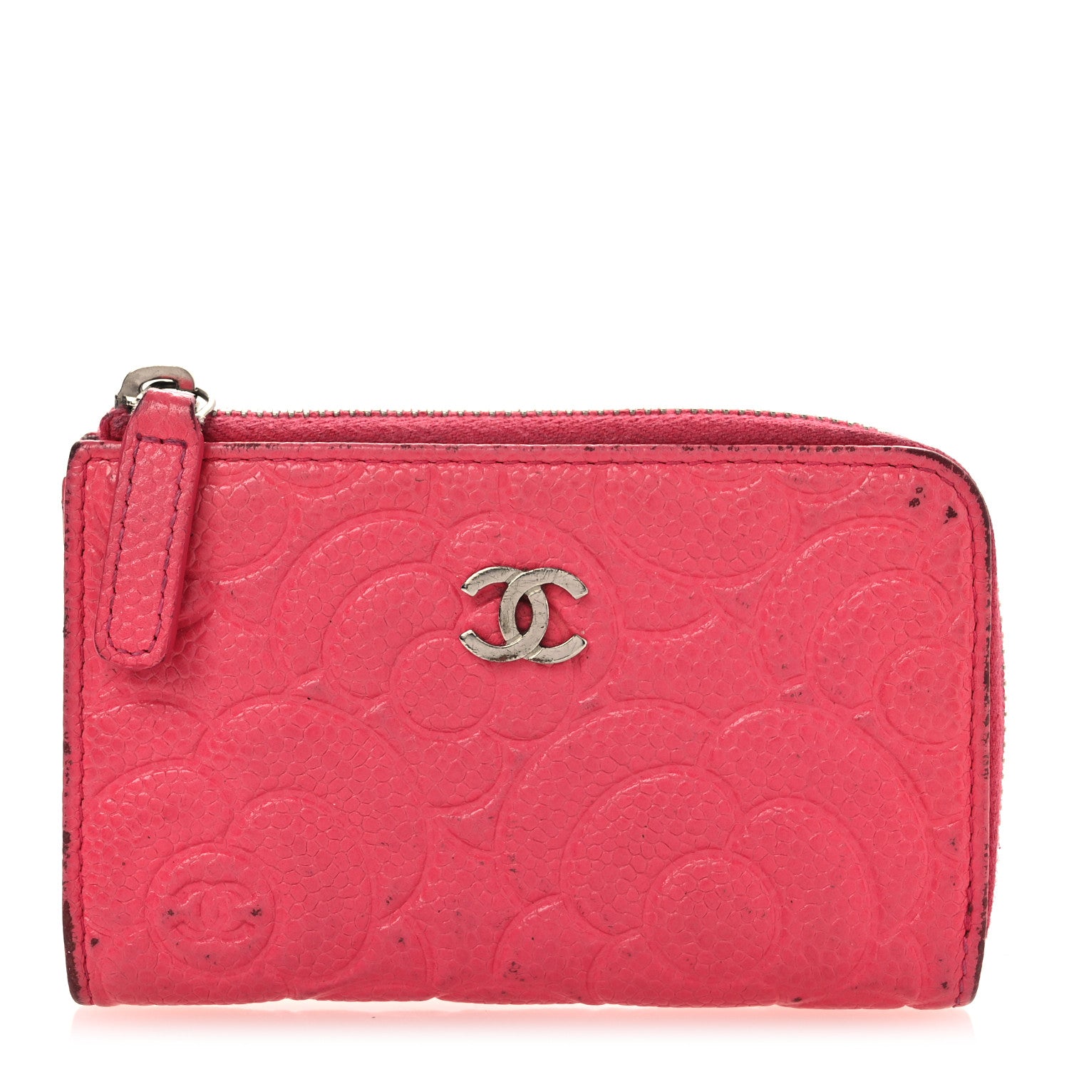 Caviar Camellia Embossed Key Holder Case Pink