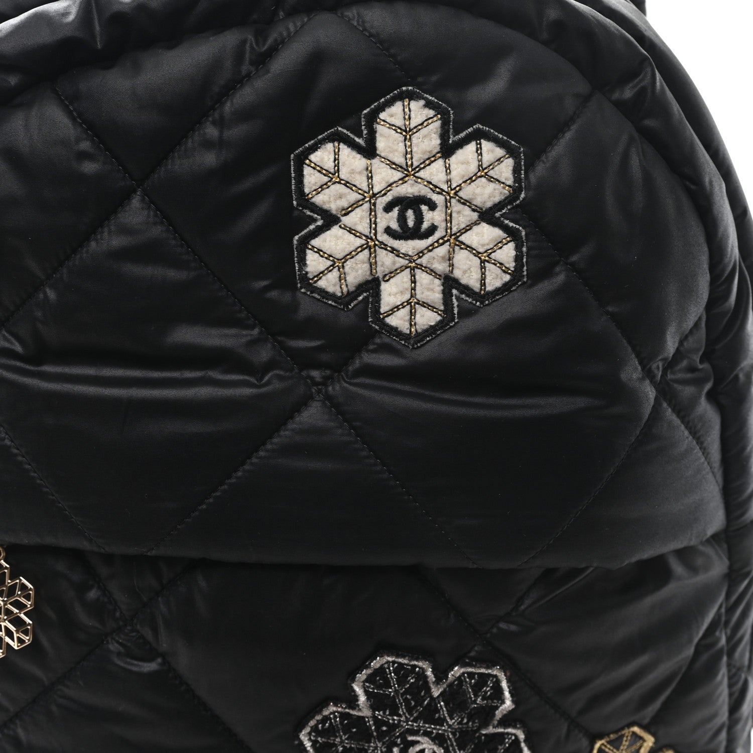 Chanel Nylon Tweed Quilted Small Coco Neige Snowflake Backpack Black