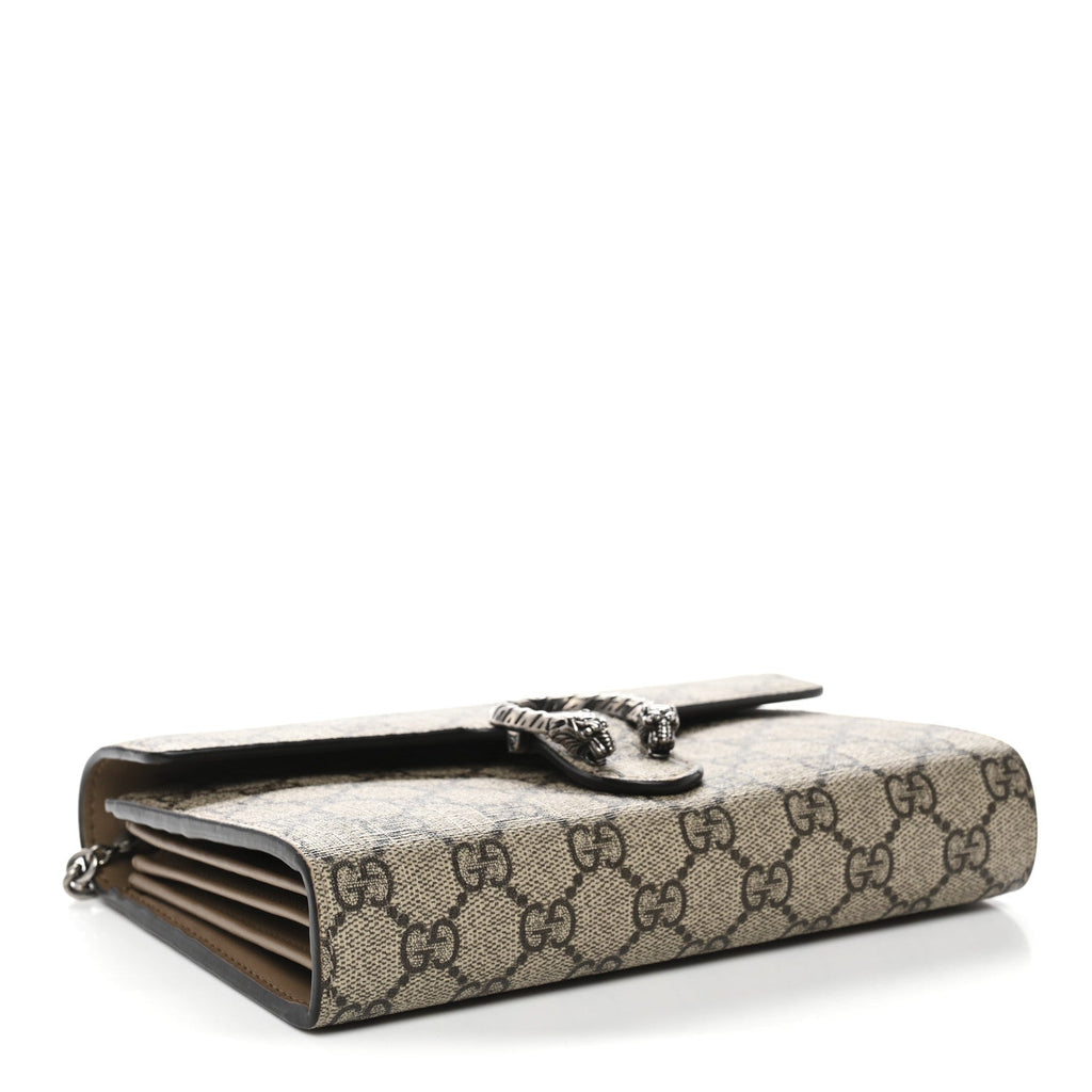 Gucci GG Supreme Monogram Mini Dionysus Chain Wallet Beige Taupe